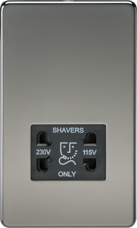 115V/230V Dual Voltage Shaver Socket - Black Nickel