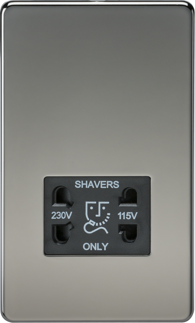 115V/230V Dual Voltage Shaver Socket - Black Nickel