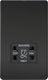 115V/230V Dual Voltage Shaver Socket - Matt Black with Black Insert