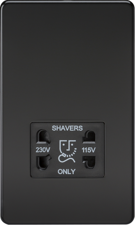 115V/230V Dual Voltage Shaver Socket - Matt Black with Black Insert