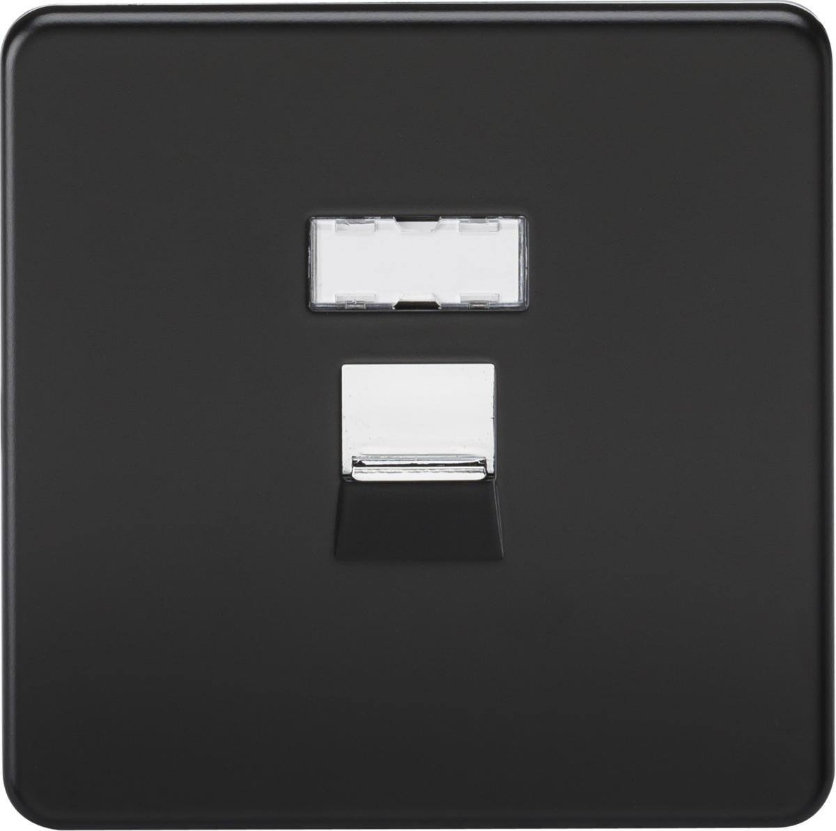 RJ45 Network Outlet - Matt Black with Screwless Design