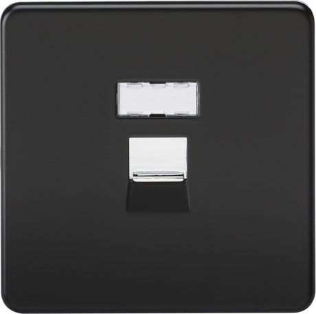 RJ45 Network Outlet - Matt Black with Screwless Design