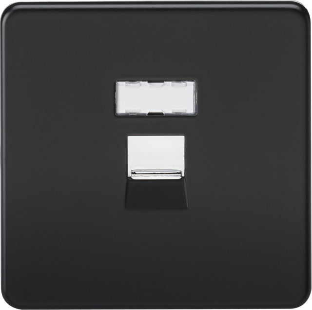 RJ45 Network Outlet - Matt Black with Screwless Design