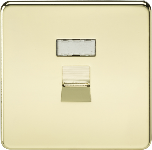 RJ45 Network Outlet - Polished Brass, Screwless Design
