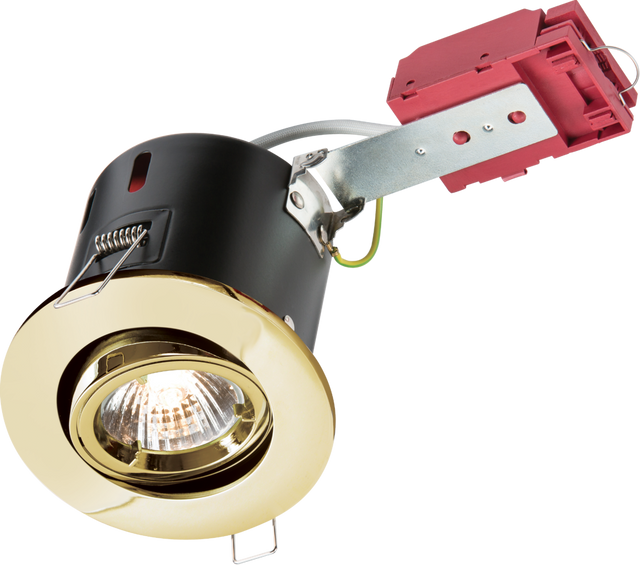 230V IP20 50W GU10 Brass Tilt Downlight
