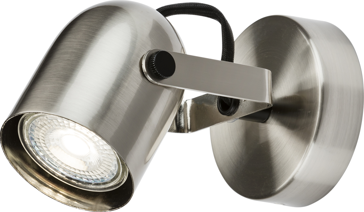 230V GU10 Single Spotlight - Brushed Chrome with Adjustable Directional Head