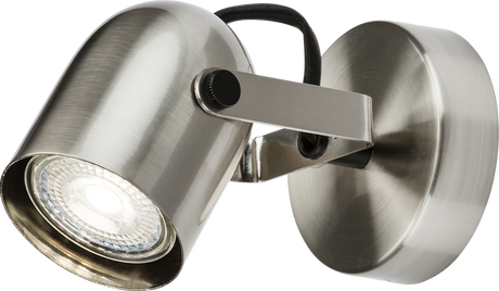 230V GU10 Single Spotlight - Brushed Chrome with Adjustable Directional Head