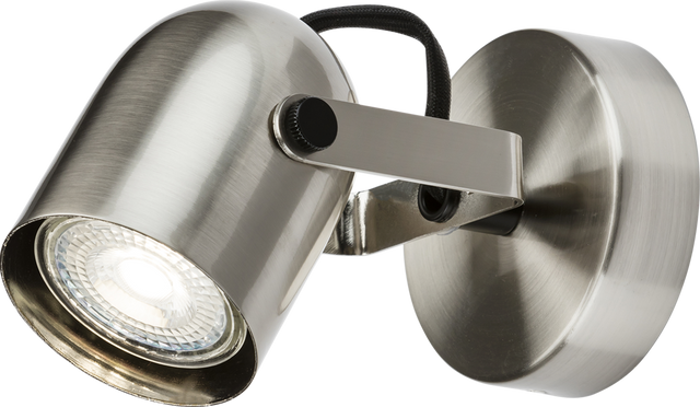 230V GU10 Single Spotlight - Brushed Chrome with Adjustable Directional Head