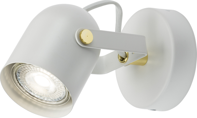 230V GU10 Single Spotlight - Matt White, Adjustable Head