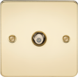 SAT TV Outlet Non-Isolated in Polished Brass - Stylish Flat Plate Design