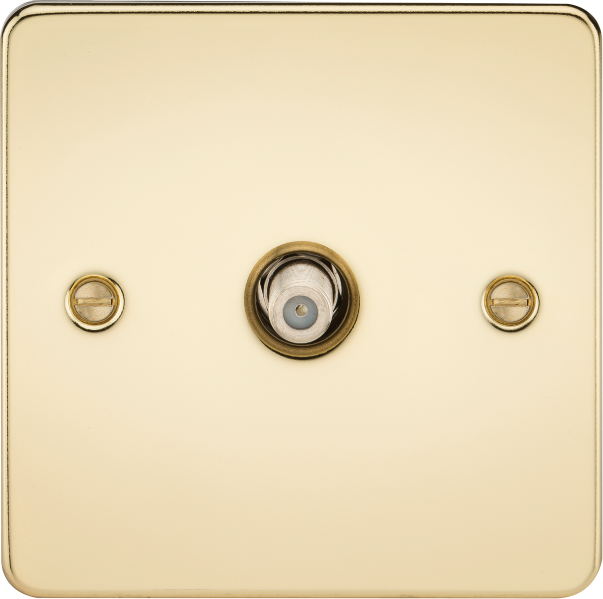 SAT TV Outlet Non-Isolated in Polished Brass - Stylish Flat Plate Design