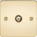 SAT TV Outlet Non-Isolated in Polished Brass - Stylish Flat Plate Design