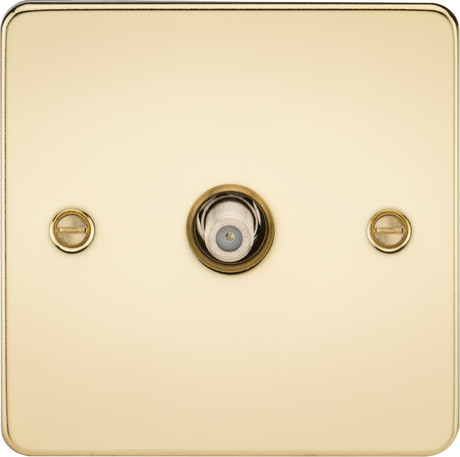 SAT TV Outlet Non-Isolated in Polished Brass - Stylish Flat Plate Design