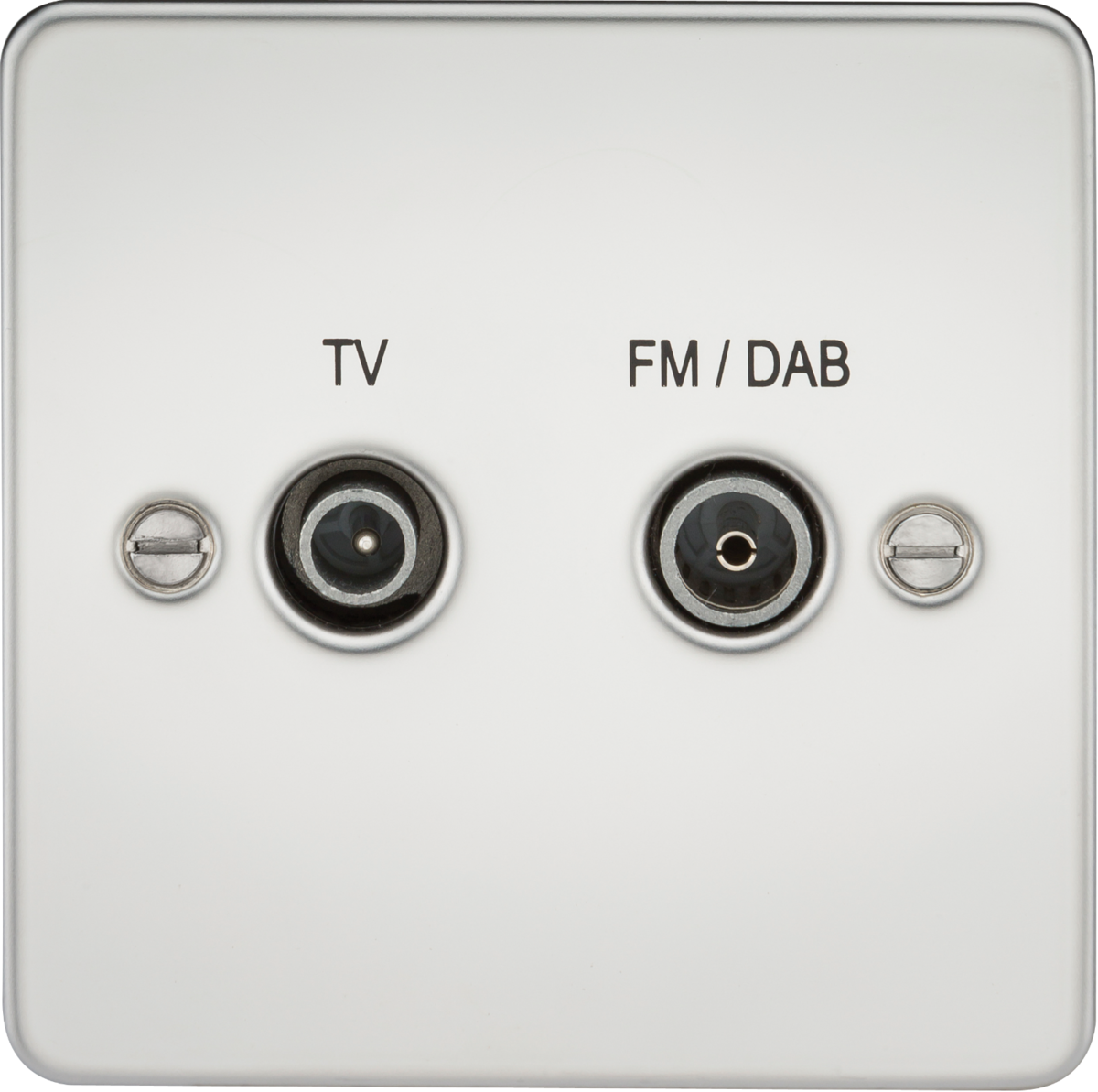 Screened Diplex Outlet (TV, FM DAB) - Polished Chrome