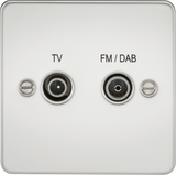 Screened Diplex Outlet (TV, FM DAB) - Polished Chrome