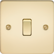 10AX 1G 2-way Switch - Polished Brass in Flat Plate Design