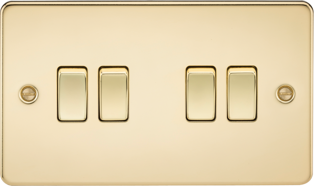 10AX 4G 2-Way Switch - Polished Brass - Flat Plate Design