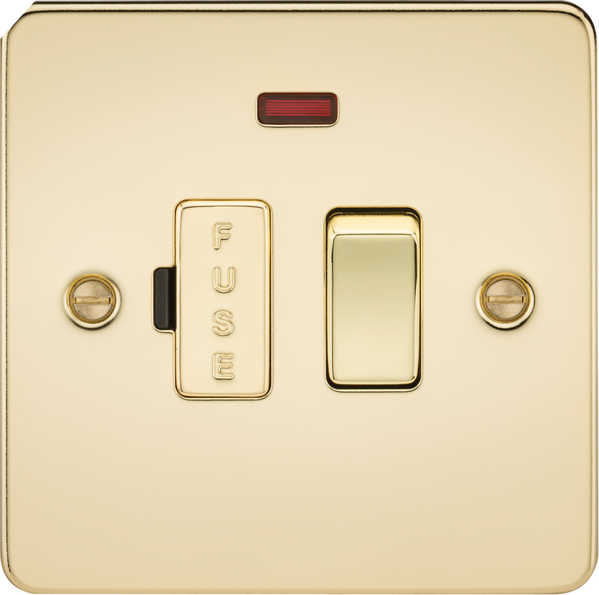 13A Switched Fused Spur Unit with Neon - Polished Brass