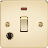 20A 1G DP Switch with Neon & Flex Outlet - Polished Brass