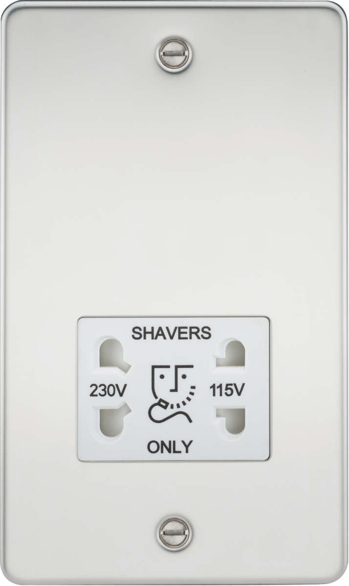 115/230V Dual Voltage Shaver Socket - Polished Chrome with White Insert