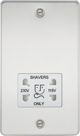 115/230V Dual Voltage Shaver Socket - Polished Chrome with White Insert
