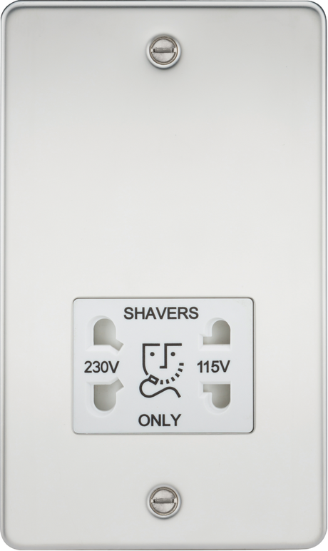 115/230V Dual Voltage Shaver Socket - Polished Chrome with White Insert