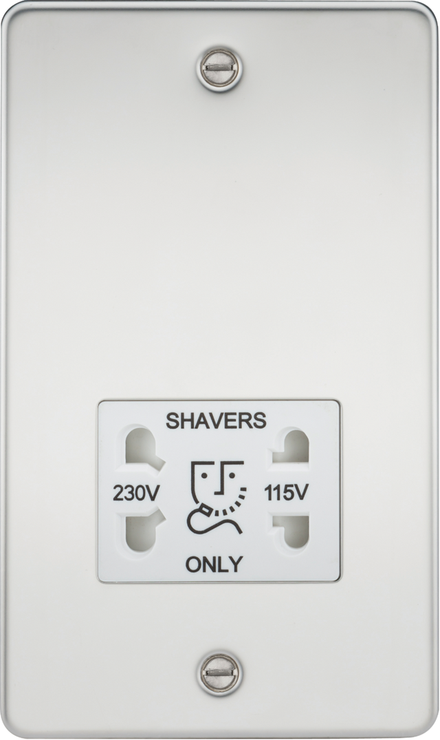 115/230V Dual Voltage Shaver Socket - Polished Chrome with White Insert