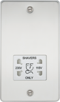 115/230V Dual Voltage Shaver Socket - Polished Chrome with White Insert