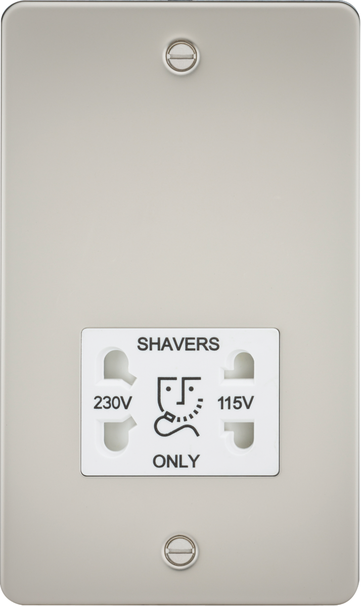 115/230V Dual Voltage Shaver Socket - Pearl with White Insert