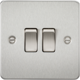 10AX 2G 2-way Switch - Brushed Chrome, Flat Plate Design