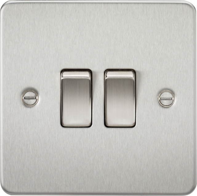 10AX 2G 2-way Switch - Brushed Chrome, Flat Plate Design