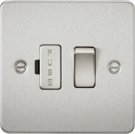 Flat Plate 13A Switched Fused Spur Unit - Brushed Chrome