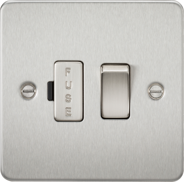 Flat Plate 13A Switched Fused Spur Unit - Brushed Chrome
