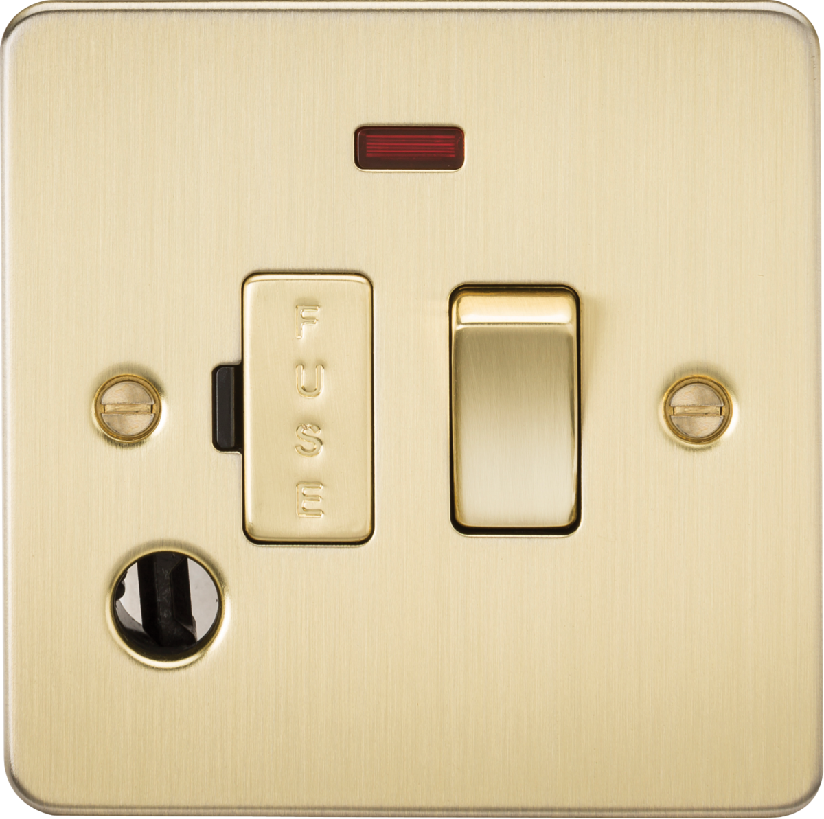 13A Switched Fused Spur Unit with Neon Indicator - Brushed Brass