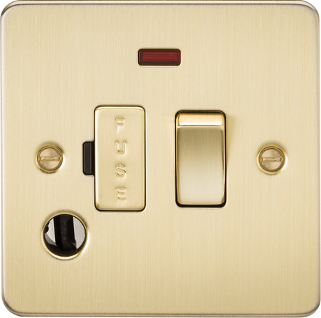 13A Switched Fused Spur Unit with Neon Indicator - Brushed Brass