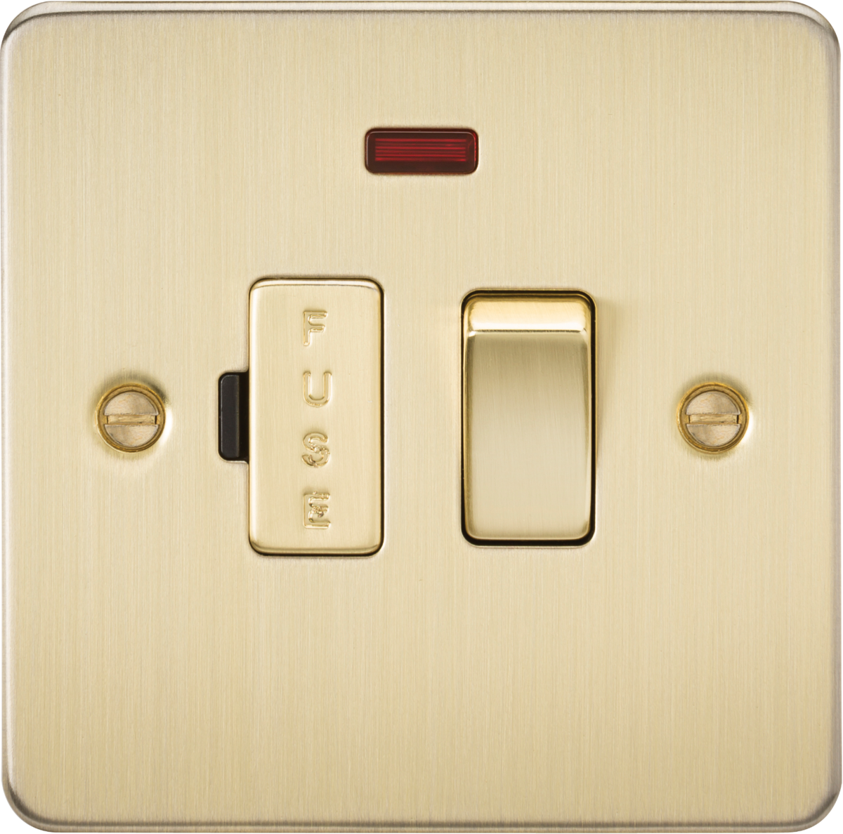 13A Switched Fused Spur Unit with Neon - Brushed Brass