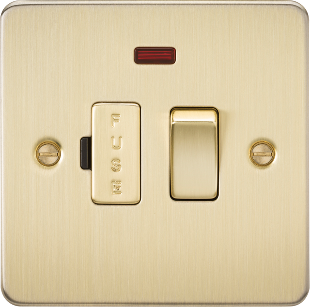 13A Switched Fused Spur Unit with Neon - Brushed Brass