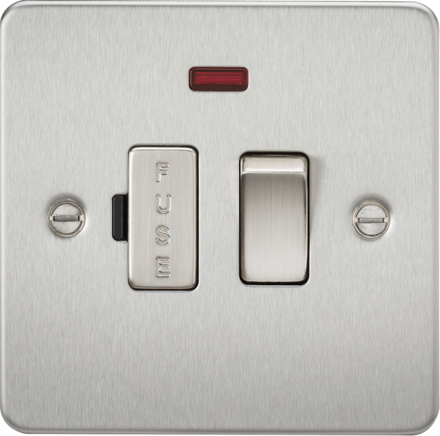 13A Switched Fused Spur Unit with Neon - Brushed Chrome