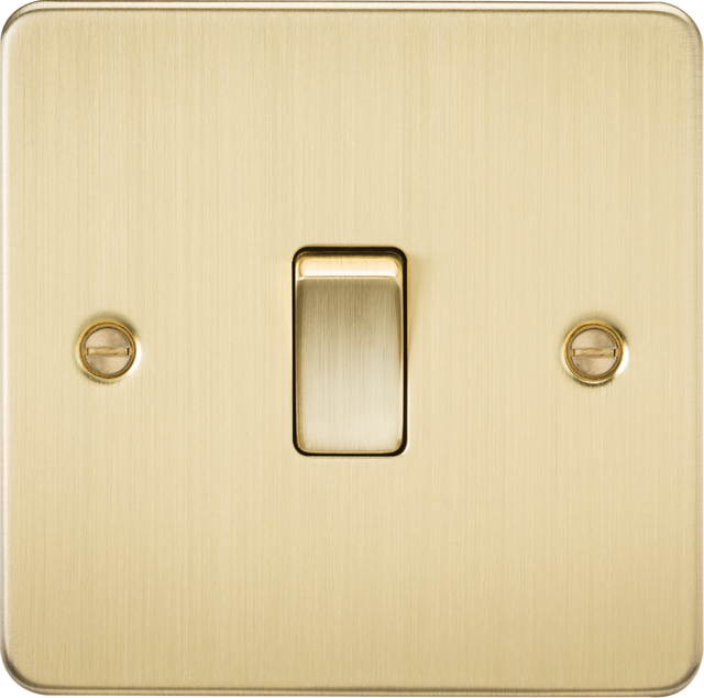 20A 1G DP Switch - Brushed Brass - Flat Plate Design