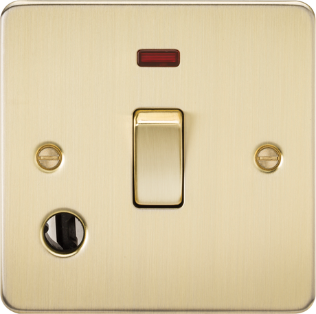 20A 1G DP Switch with Neon & Flex Outlet - Brushed Brass