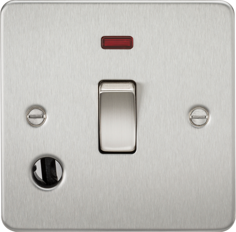 20A 1G DP Switch with Neon & Flex Outlet - Brushed Chrome