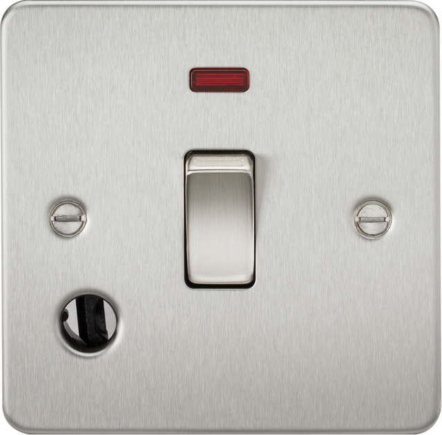 20A 1G DP Switch with Neon & Flex Outlet - Brushed Chrome