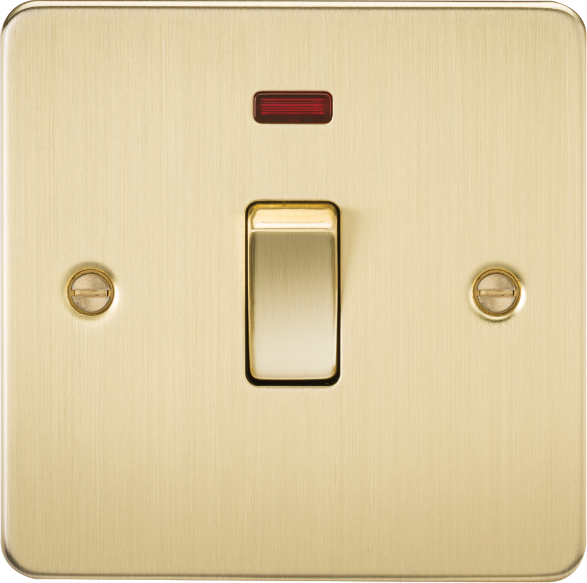 20A 1G DP Switch with Neon - Brushed Brass