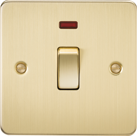 20A 1G DP Switch with Neon - Brushed Brass