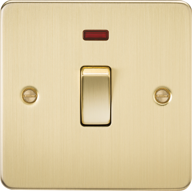 20A 1G DP Switch with Neon - Brushed Brass
