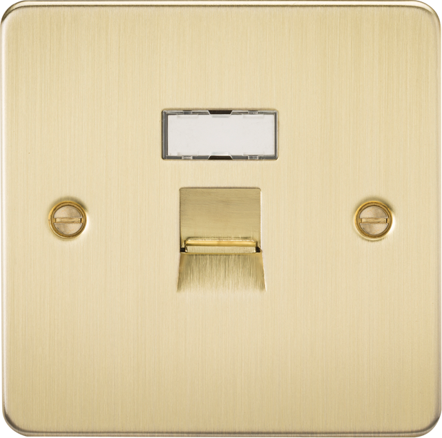 RJ45 Network Outlet - Brushed Brass, Flat Plate Design