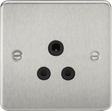 5A Unswitched Socket - Brushed Chrome with Black Insert