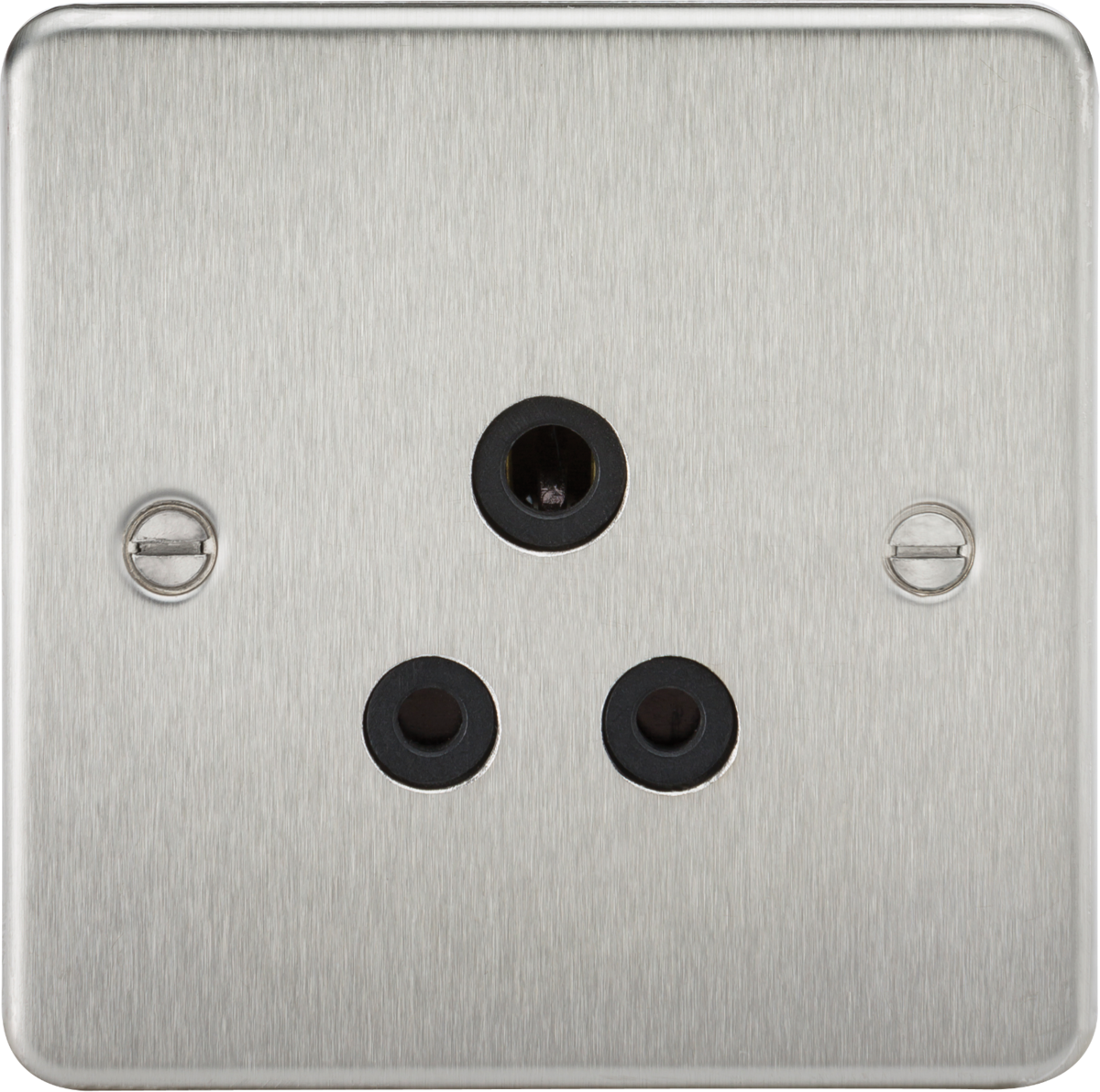 5A Unswitched Socket - Brushed Chrome with Black Insert