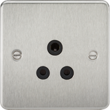5A Unswitched Socket - Brushed Chrome with Black Insert