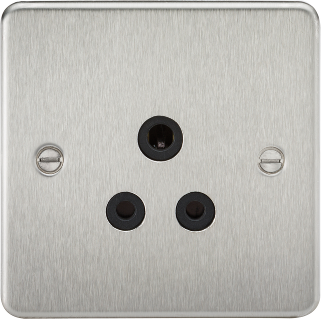 5A Unswitched Socket - Brushed Chrome with Black Insert